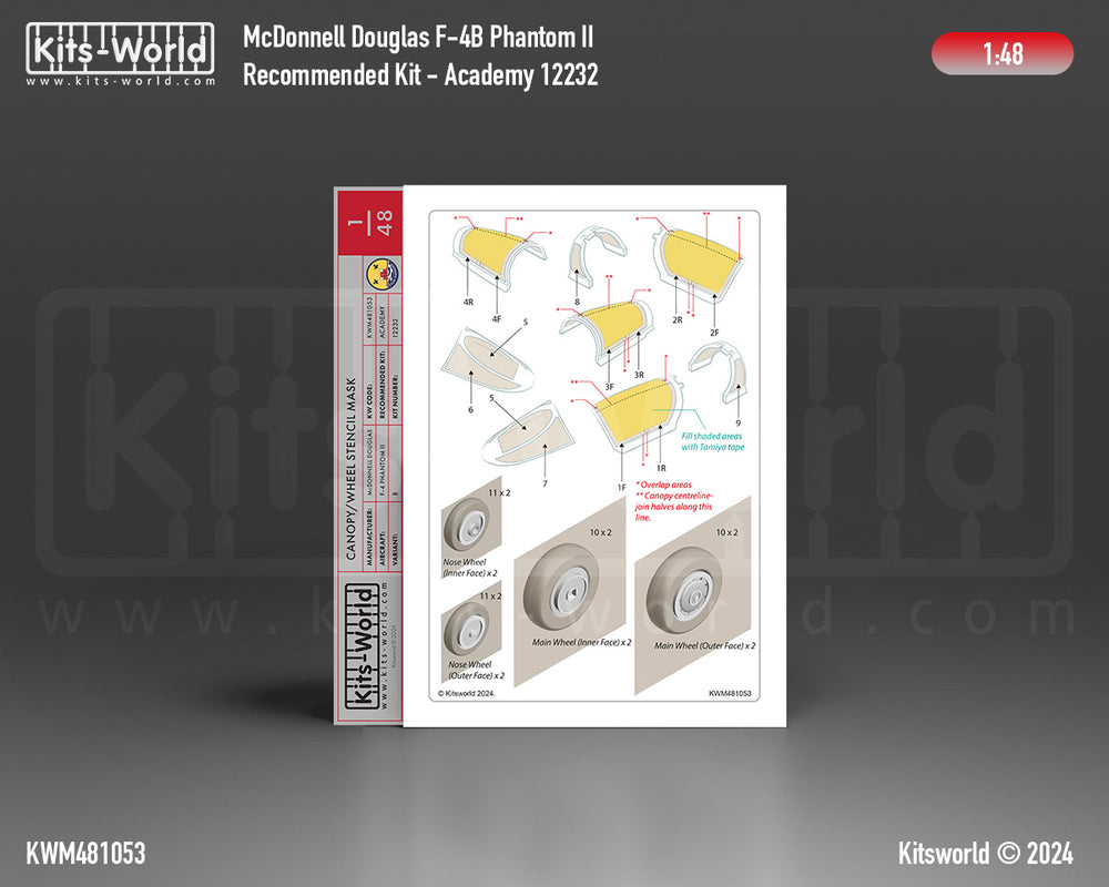 Kits-World KWM481053 F-4B Phantom II Wheel/Canopy Paint Masks 1:48