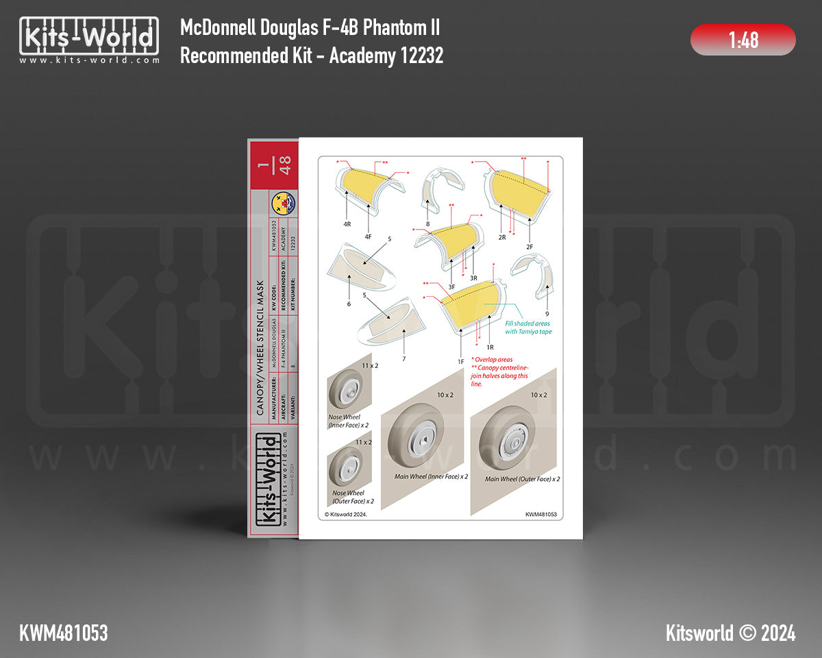 Kits-World KWM481053 F-4B Phantom II Wheel/Canopy Paint Masks 1:48