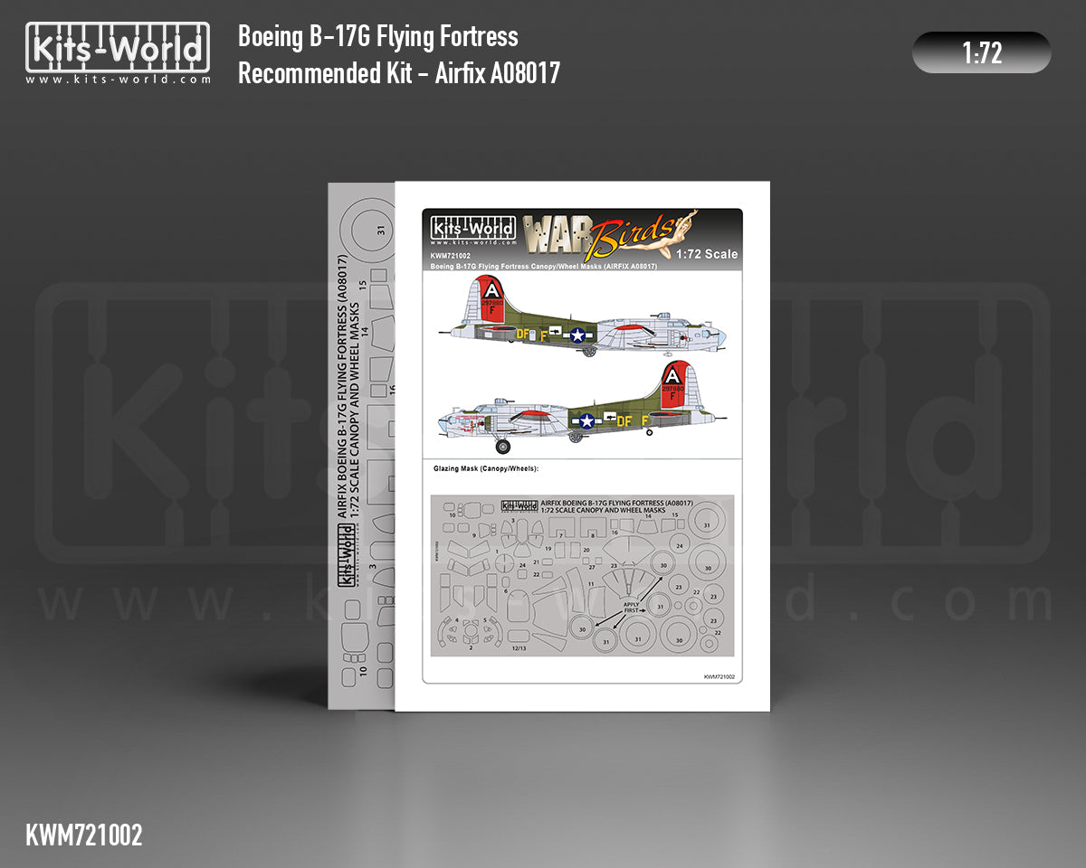 Kits-World KWM721002 B-17G Flying Fortress Wheel/Canopy Masks 1:72