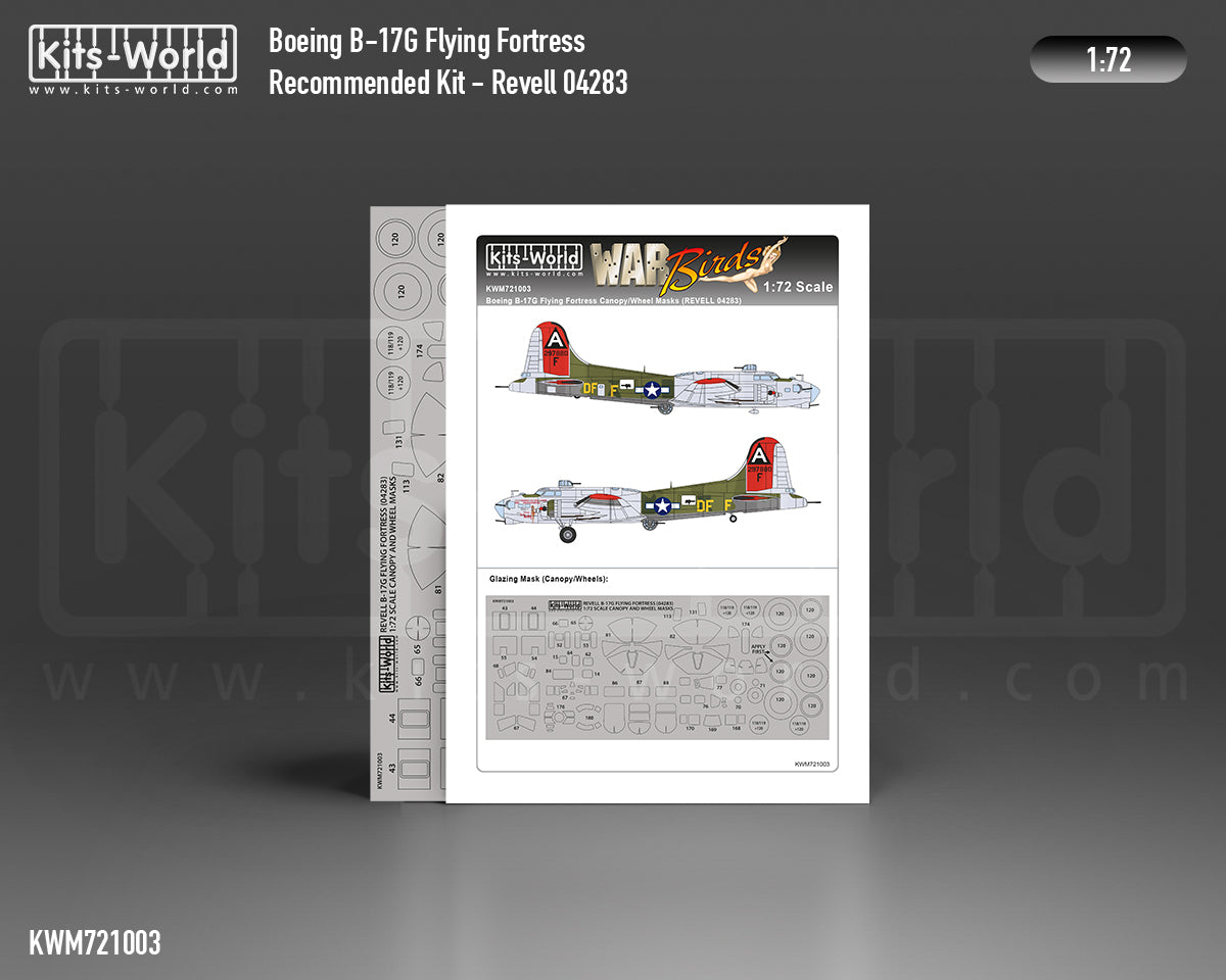 Kits-World KWM721003 B-17G Flying Fortress Wheel/Canopy Masks 1:72