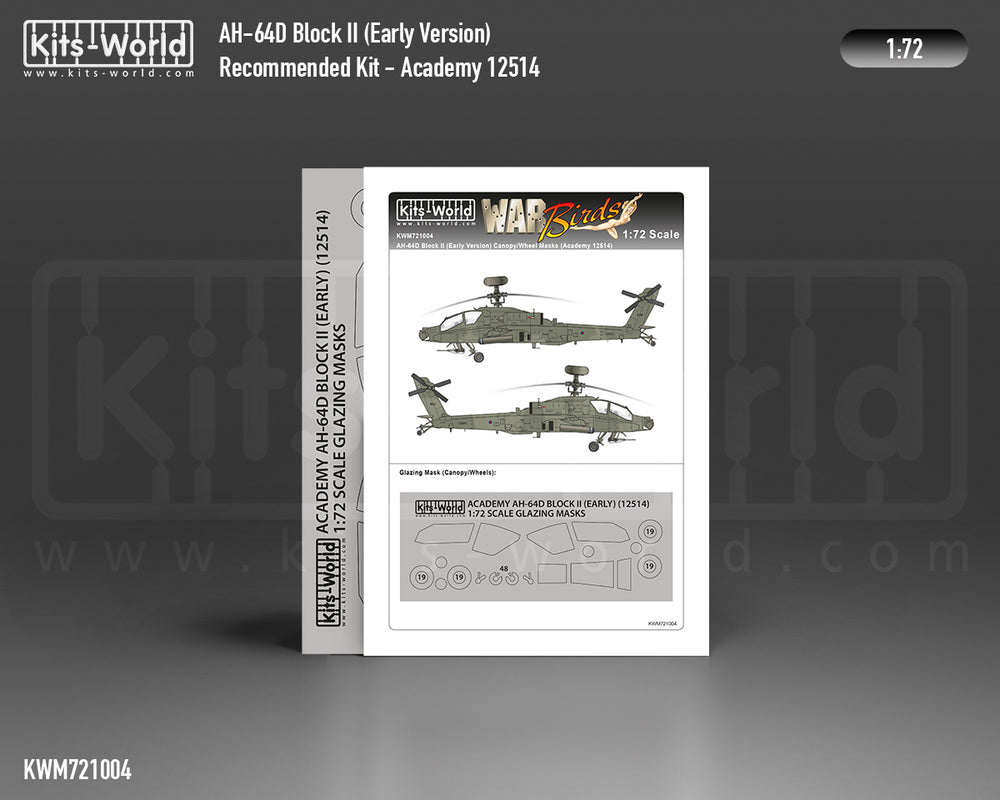 Kits-World KWM721004 AH-64A Apache Wheel/Canopy Paint Masks 1:72