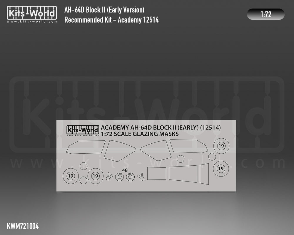 Kits-World KWM721004 AH-64A Apache Wheel/Canopy Paint Masks 1:72
