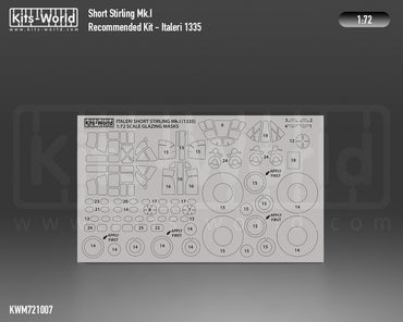 Kits-World KWM721007 1:72 Short Stirling Mk.I wheels and canopy frame paint mask