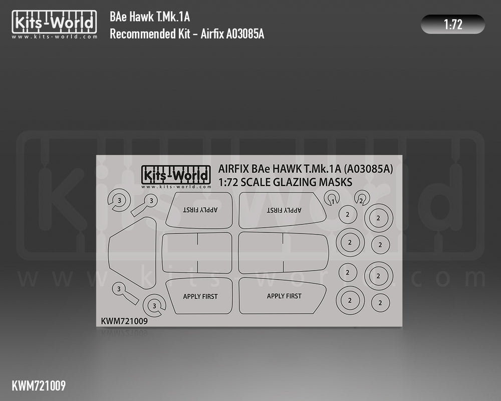Kits-World KWM721009 1:72 BAe Hawk T.1A wheels and canopy frame paint mask