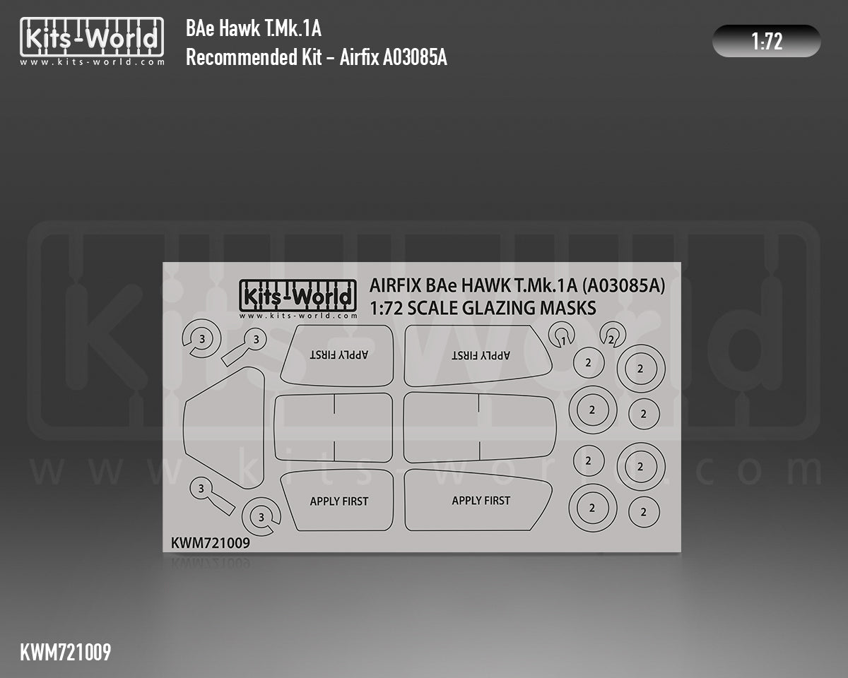 Kits-World KWM721009 1:72 BAe Hawk T.1A wheels and canopy frame paint mask