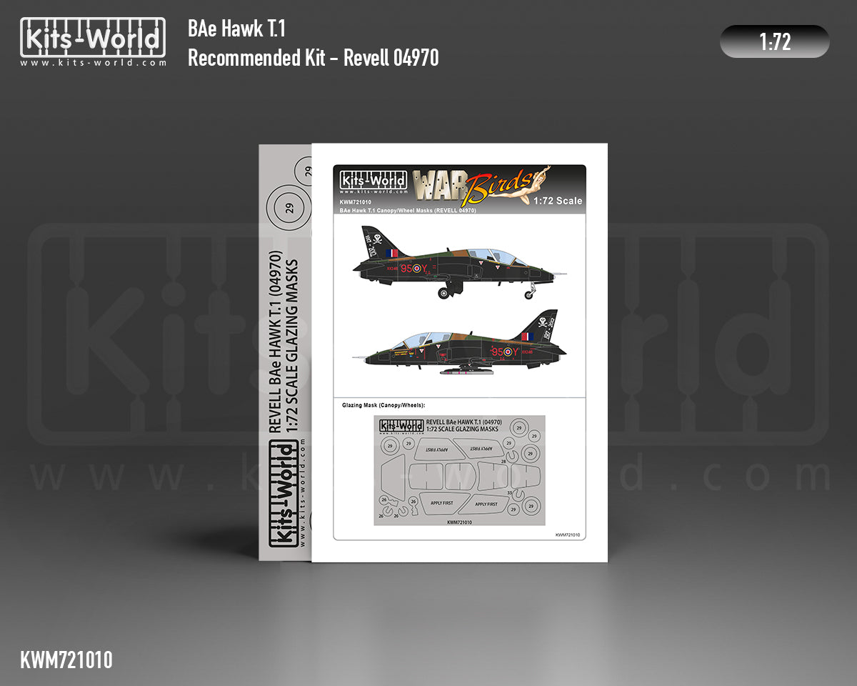 Kits-World KWM721010 1:72 BAe Hawk T.1 wheels and canopy frame paint mask