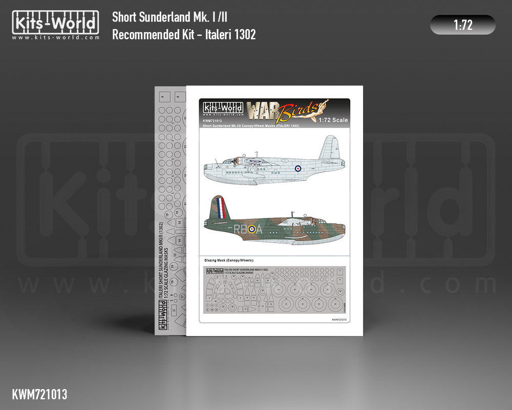 Kits-World KWM721013 1:72 Short Sunderland Mk.I wheels & canopy frame paint mask
