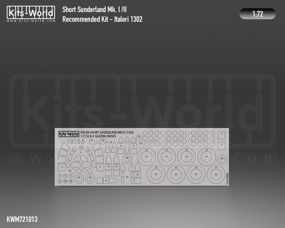 Kits-World KWM721013 1:72 Short Sunderland Mk.I wheels & canopy frame paint mask