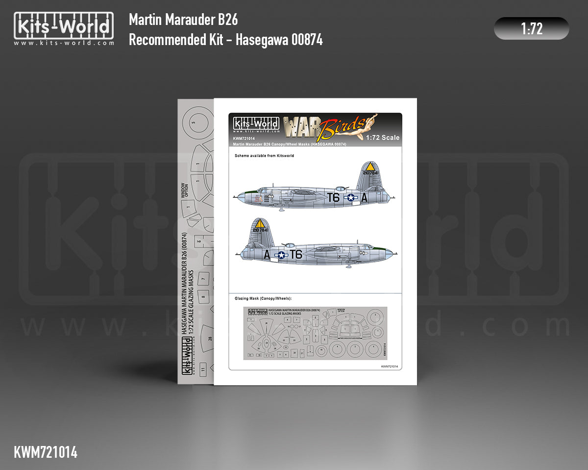 Kits-World KWM721014 1:72 Martin B-26B/C Marauder wheels & canopy mask