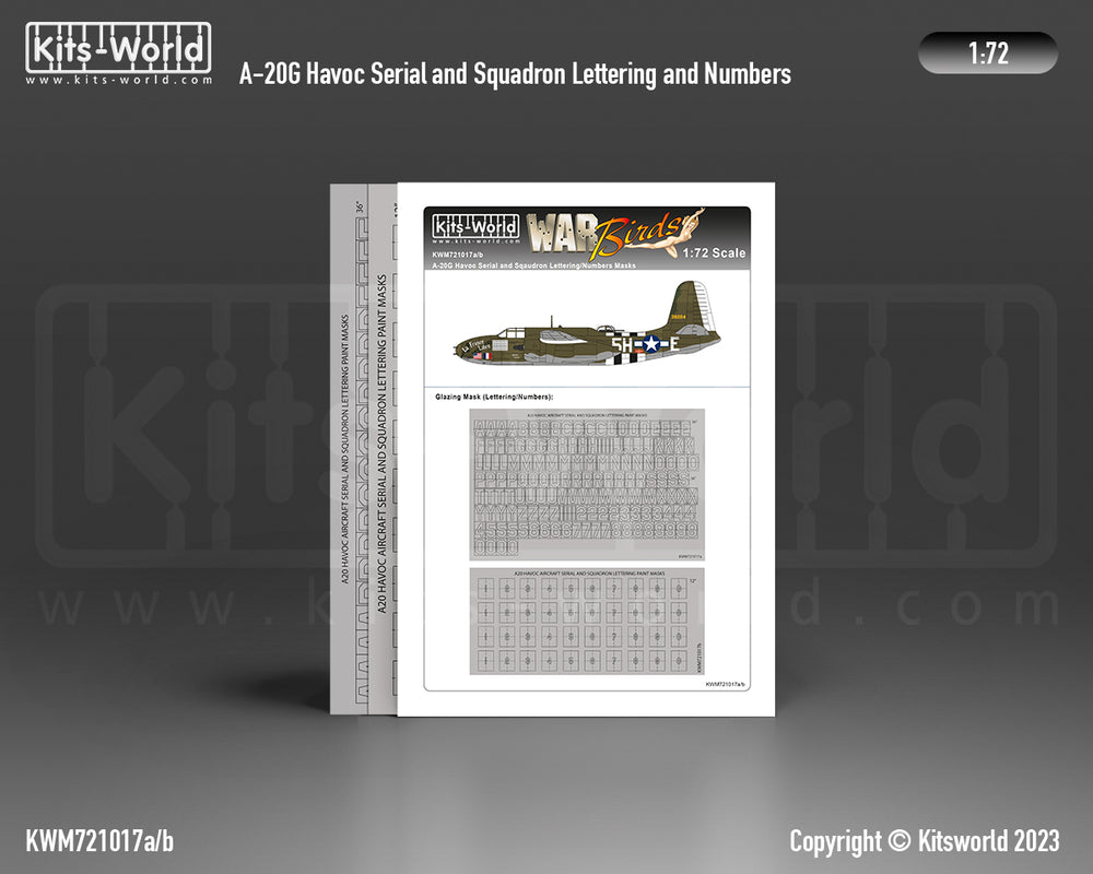 Kits-World KWM721017 1:72 Douglas A-20 Havoc Squadron Lettering Mask Set