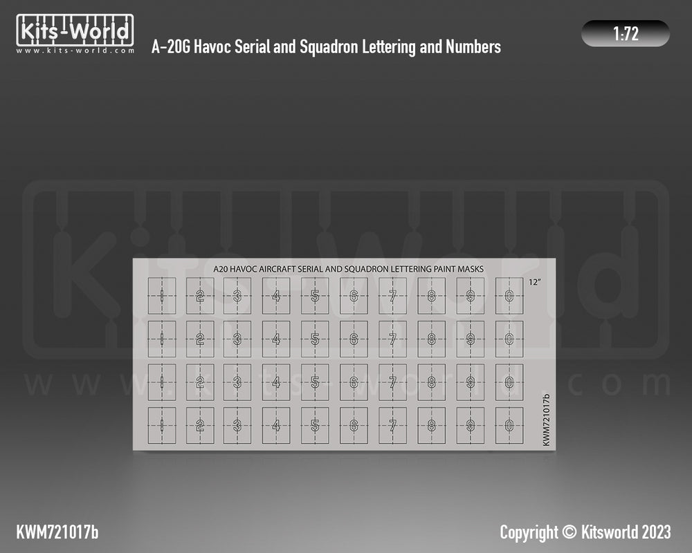Kits-World KWM721017 1:72 Douglas A-20 Havoc Squadron Lettering Mask Set