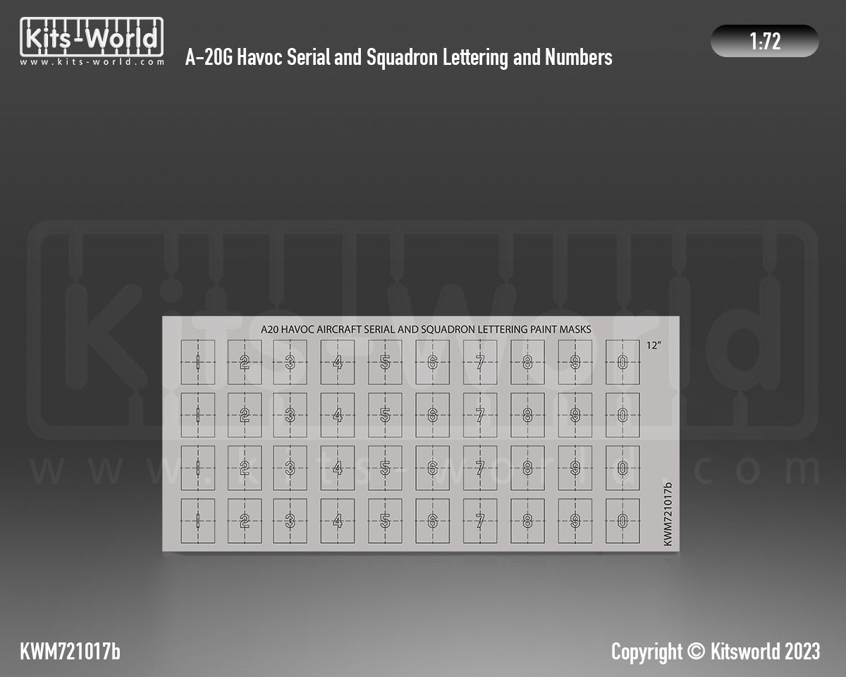 Kits-World KWM721017 1:72 Douglas A-20 Havoc Squadron Lettering Mask Set