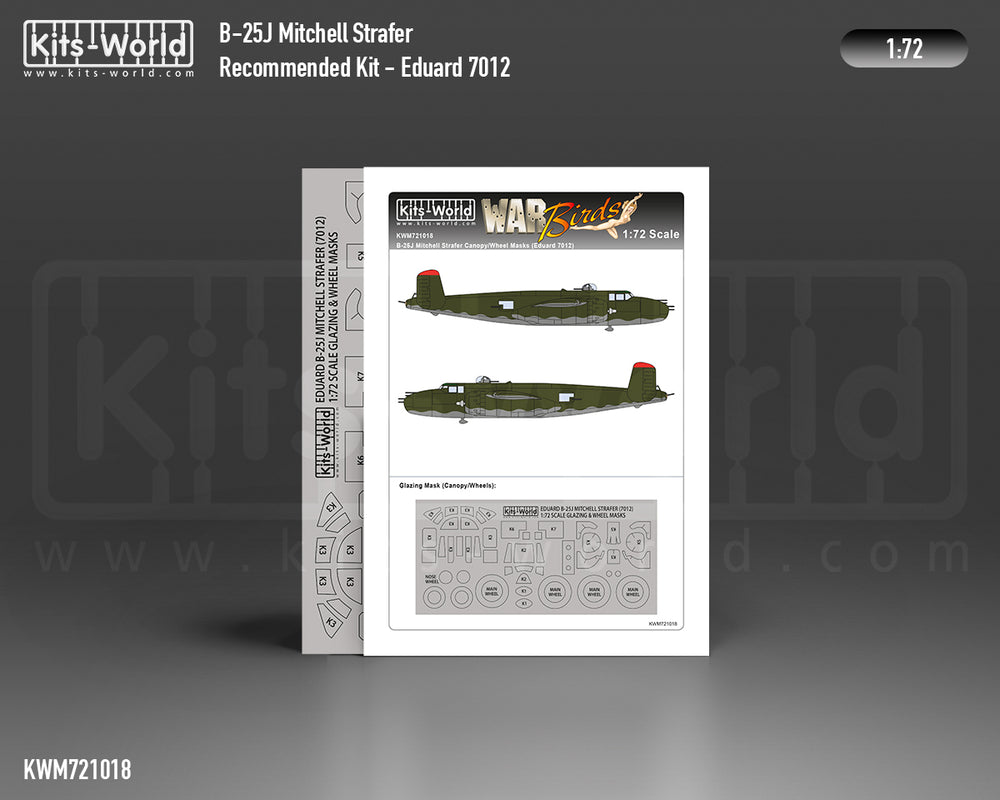 Kits-World KWM721018 B-25J Mitchell Strafer Wheel/Canopy Masks 1:72