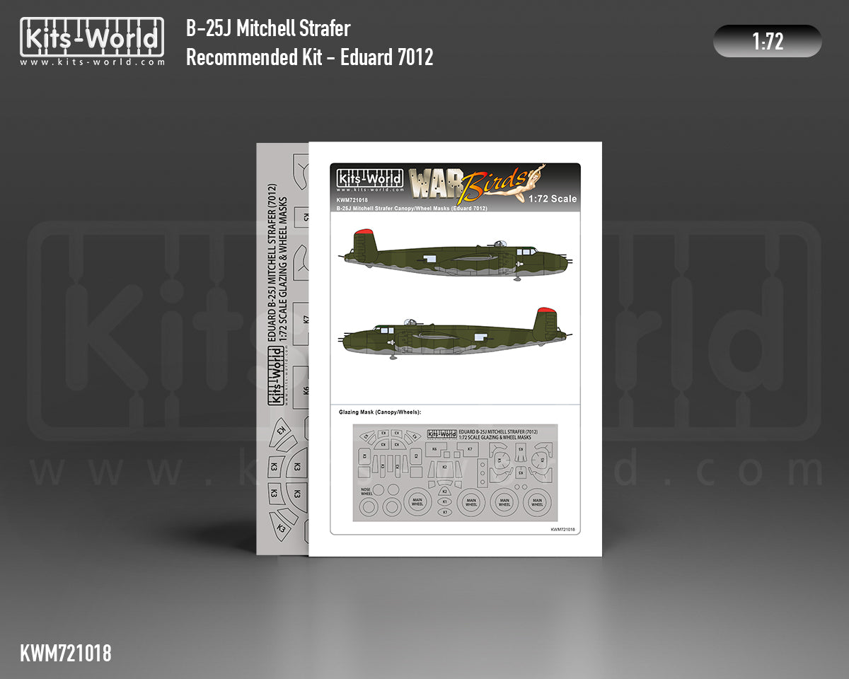 Kits-World KWM721018 B-25J Mitchell Strafer Wheel/Canopy Masks 1:72