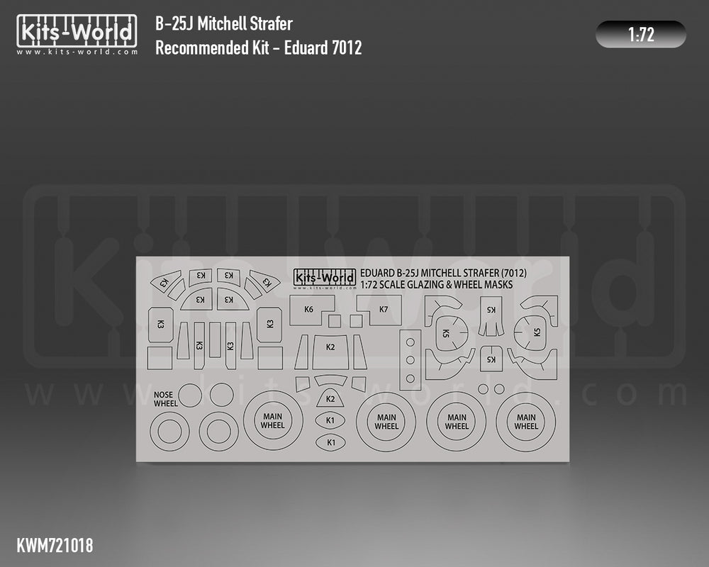 Kits-World KWM721018 B-25J Mitchell Strafer Wheel/Canopy Masks 1:72