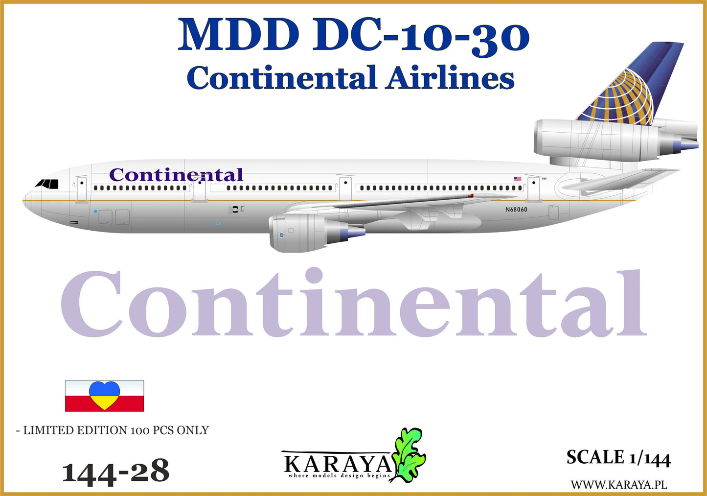 Karaya KY144-28 1:144 DC-10-30 Continental