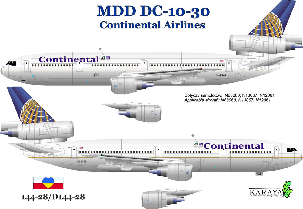 Karaya KY144-28 1:144 DC-10-30 Continental