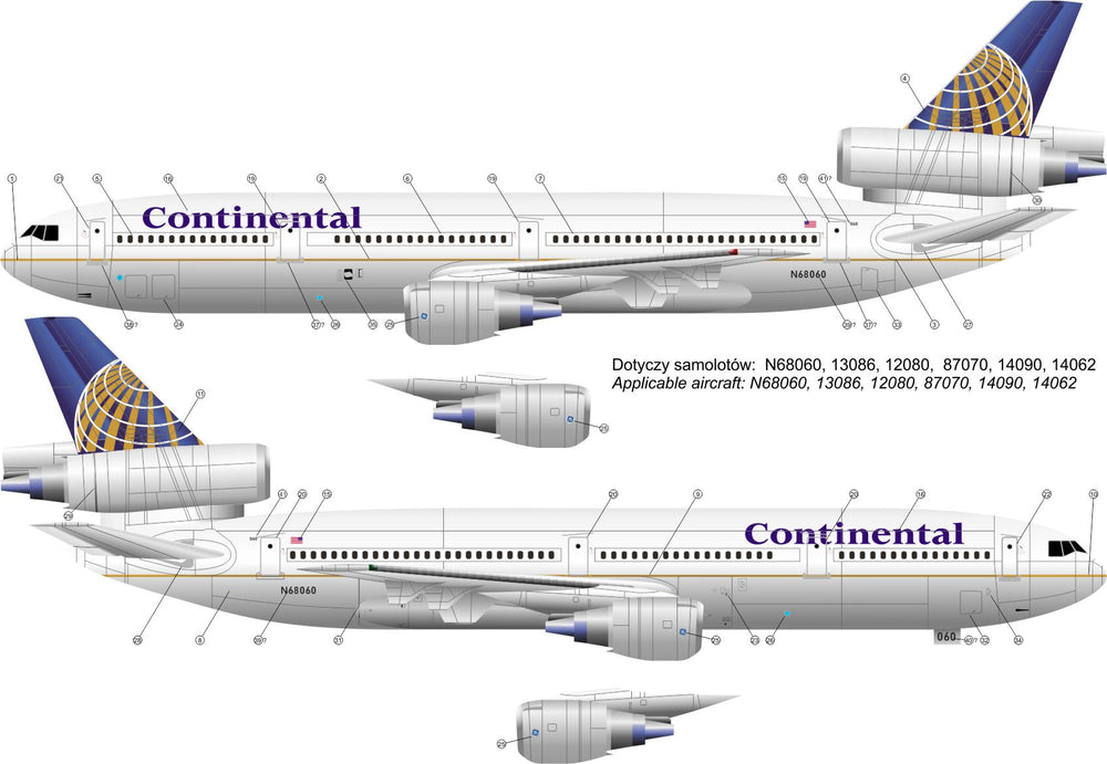 Karaya KY144-28 1:144 DC-10-30 Continental