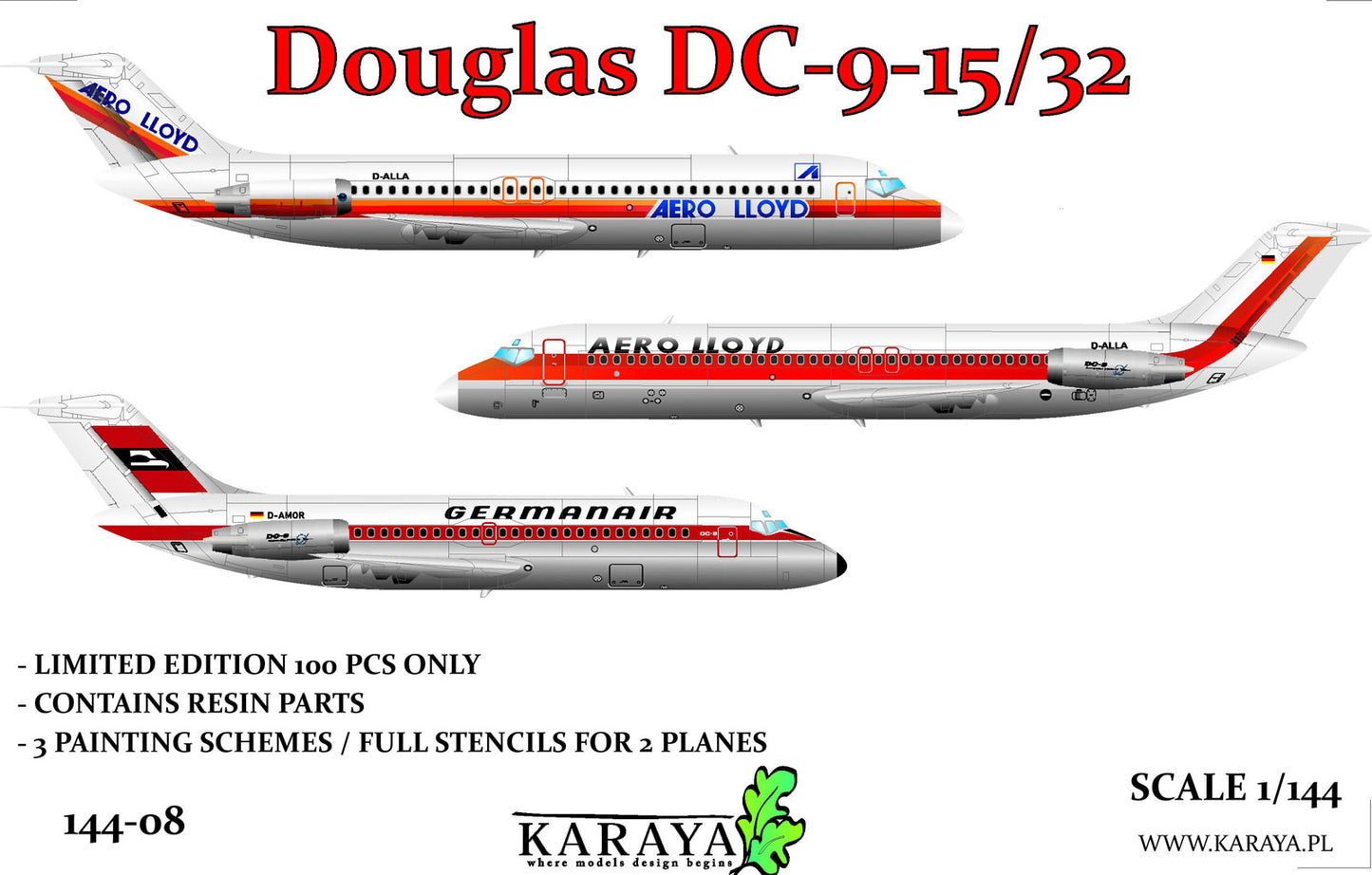 Karaya KY144-08 Douglas DC-9-15/32 German Service Kit 1:144