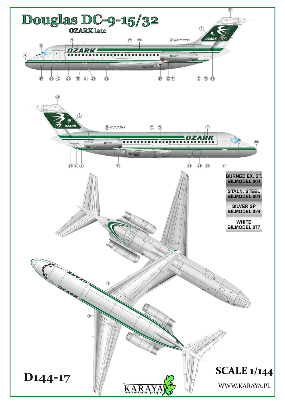 Karaya KYD144-17 1:144 Douglas DC-9-15/32 OZARK late