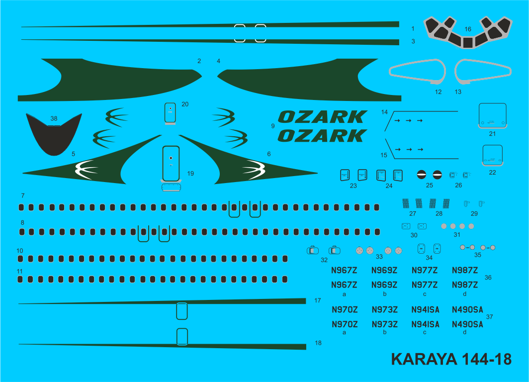 Karaya KYD144-18 1:144 Douglas DC-9- 5/32 OZARK early