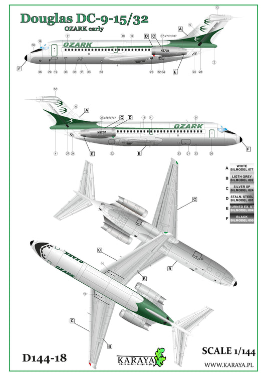 Karaya KYD144-18 1:144 Douglas DC-9- 5/32 OZARK early