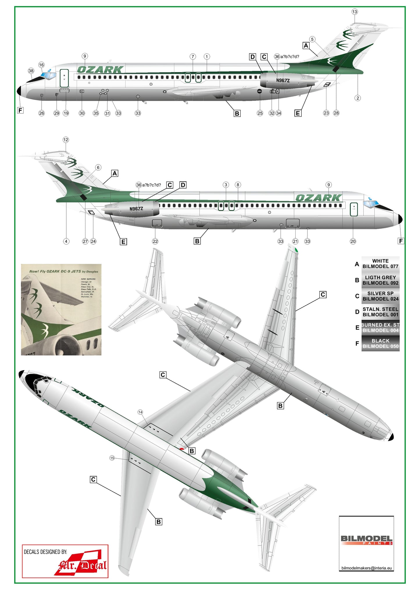 Karaya KYD144-18 1:144 Douglas DC-9- 5/32 OZARK early