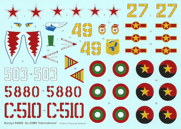 Karaya KYS4802 Sukhoi Su-22M4 Multi-National Decals 1:48