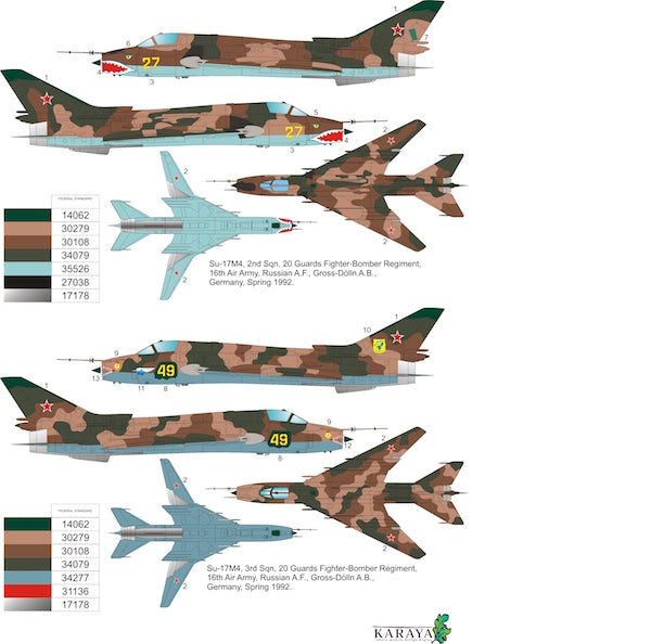Karaya KYS4802 Sukhoi Su-22M4 Multi-National Decals 1:48