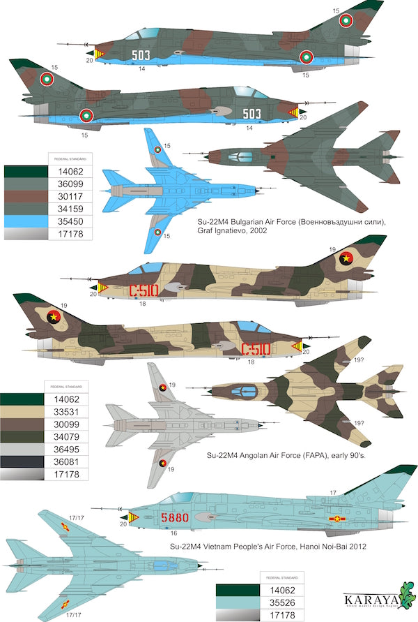Karaya KYS4802 Sukhoi Su-22M4 Multi-National Decals 1:48