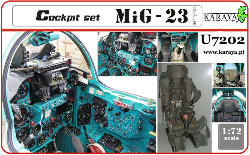 Karaya KYU7202 1:72 Mikoyan MiG-23 cockpit set resin + PE
