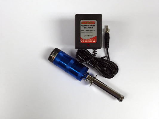 Fusion Aluminium Glowstart w/Meter (2400mAH 1.2V NiMH) + UK Charger FS-GS02