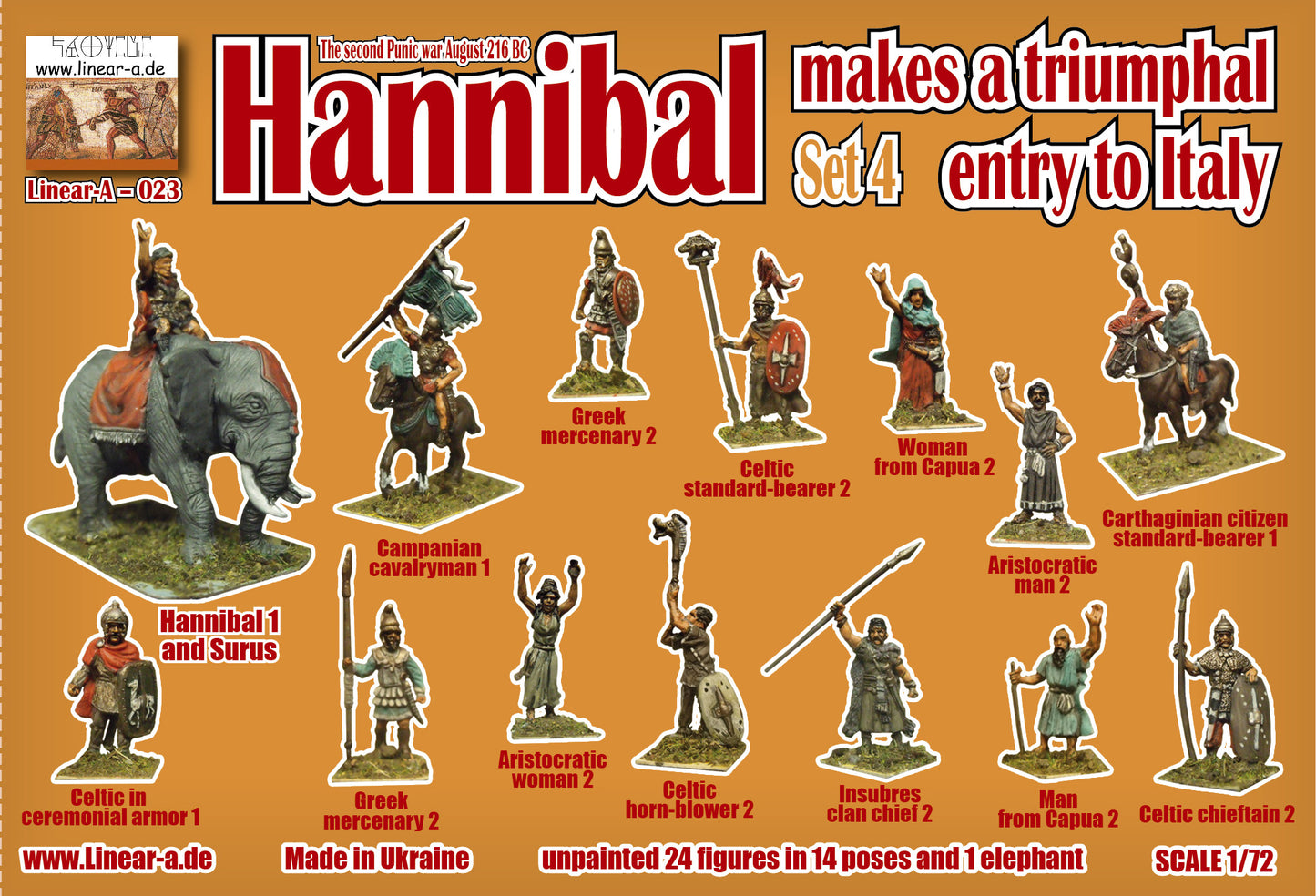 Linear-A LA023 Hannibal Triumphal Entry to Italy Figures 1:72