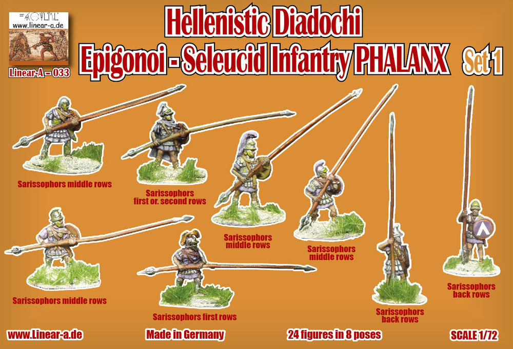 Linear-A LA033 1:72 Hellenistic Diadochi Set 1 Seleucid Infantry PHALANX