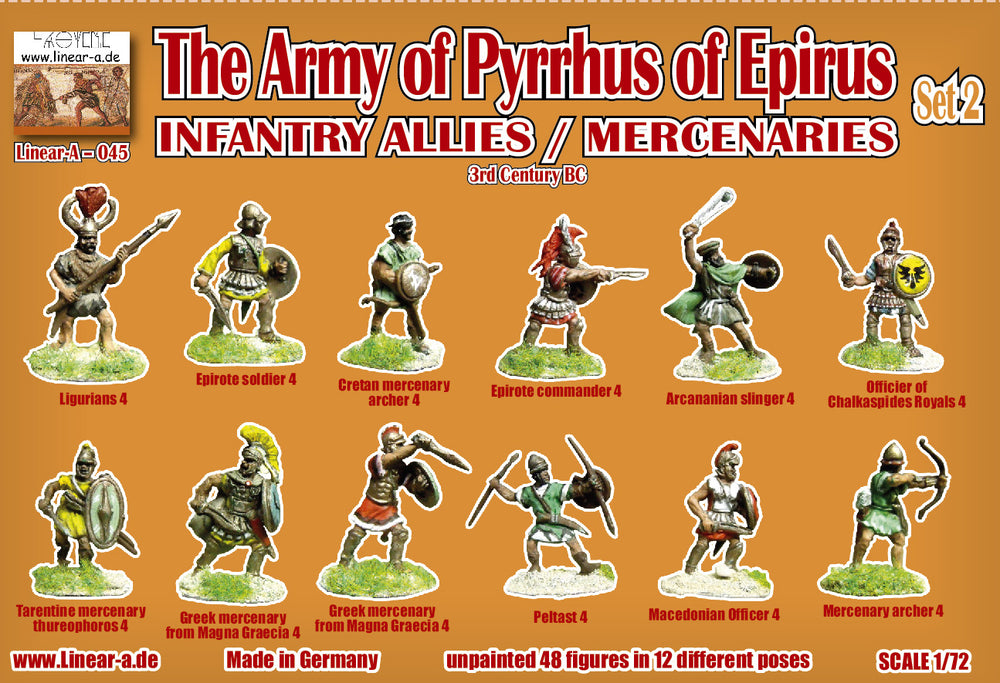 Linear-A LA045 Army of Pyrrhus Infantry Allies Set 2 1:72