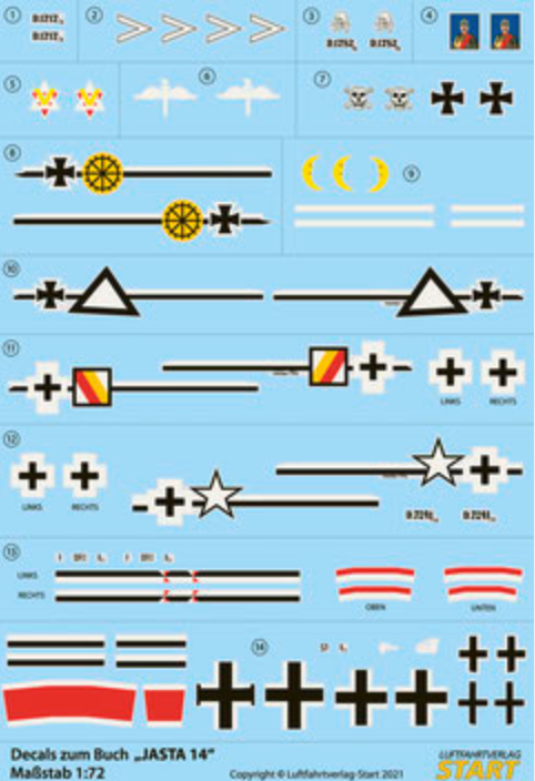 Start LD012 Jasta 14 Albatros/Fokker Decal Sheet 1:72