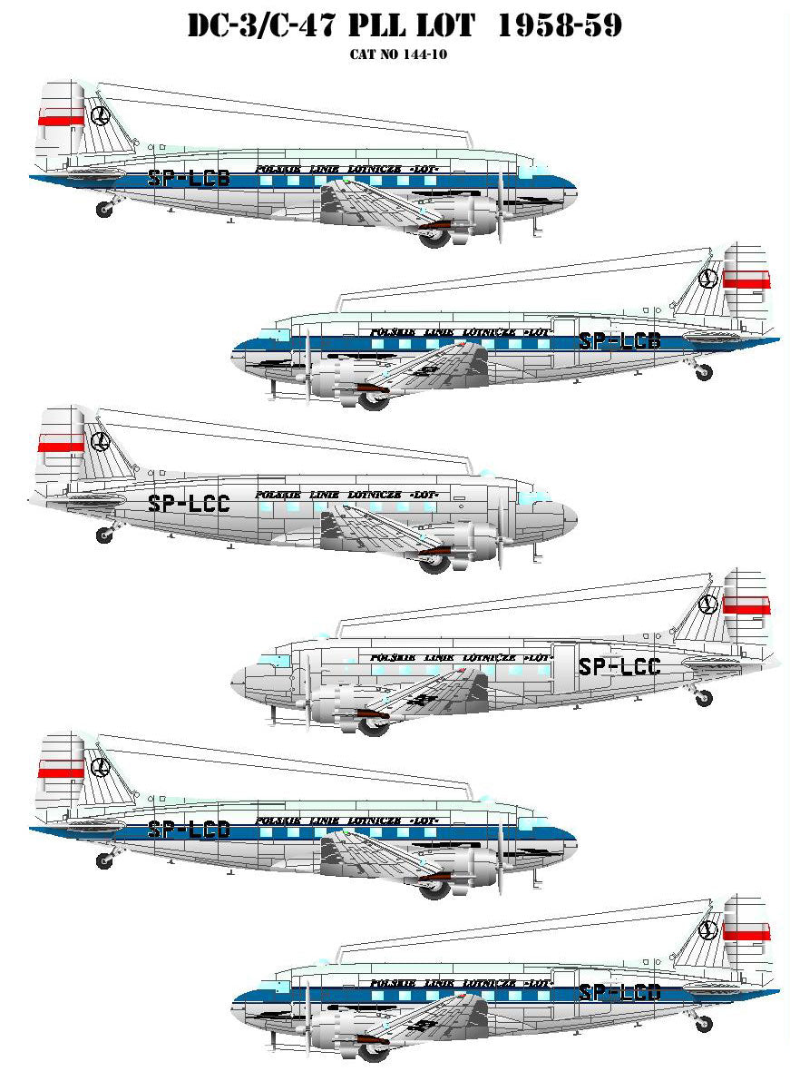 Lima Oscar Decals LD44010 1:144 Douglas DC-3 LOT