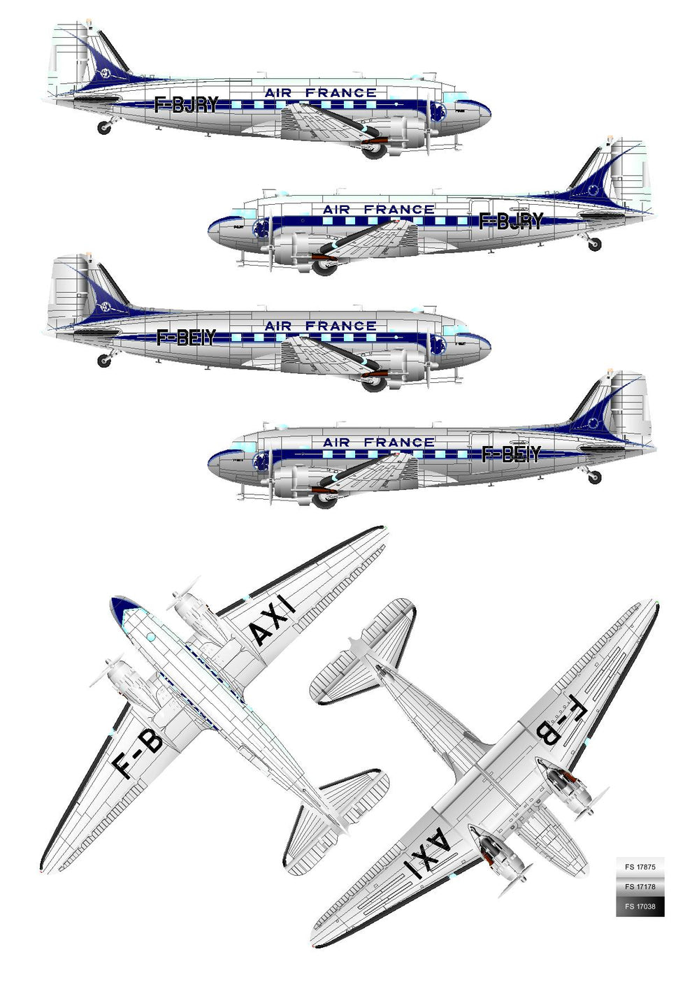 Lima Oscar Decals LD44012 1:144 Douglas DC-3 Air France