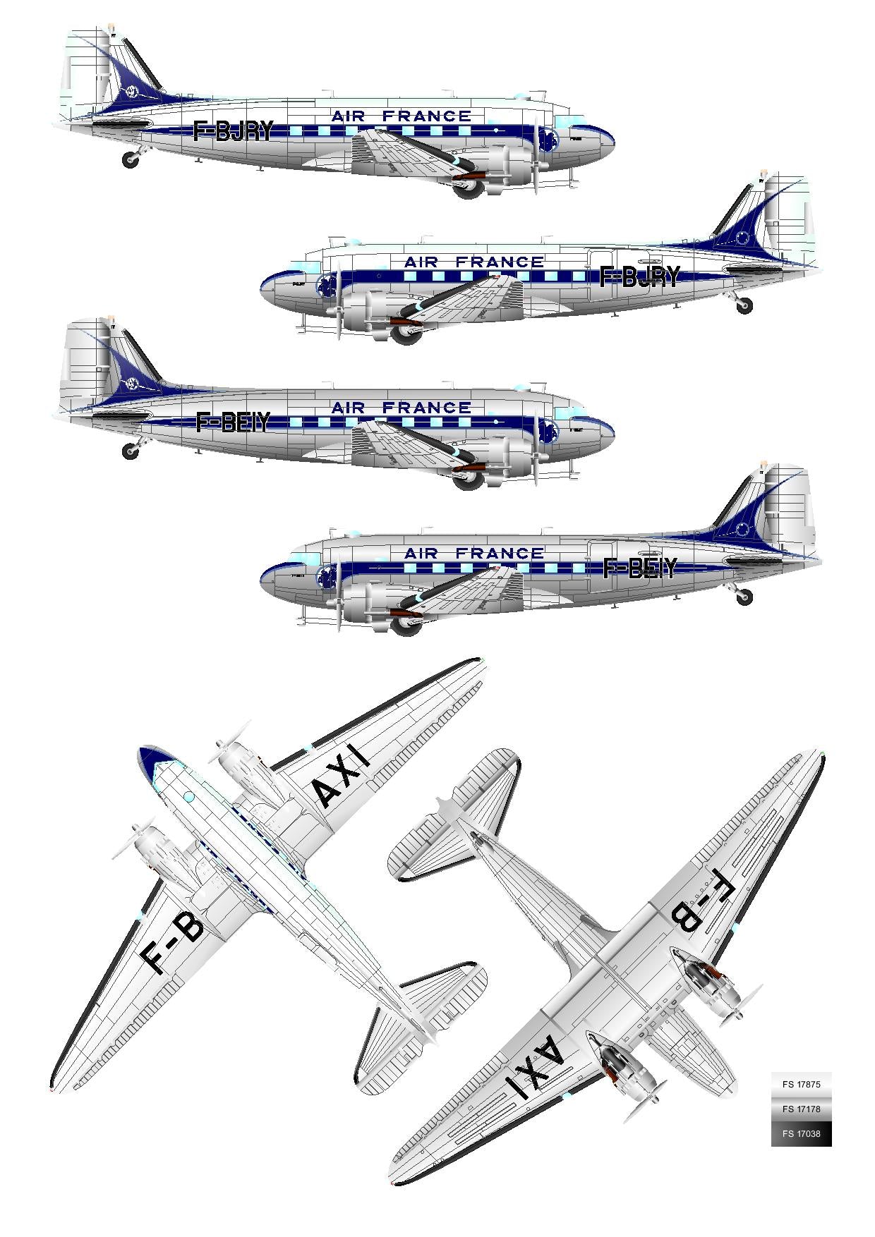 Lima Oscar Decals LD44012 1:144 Douglas DC-3 Air France