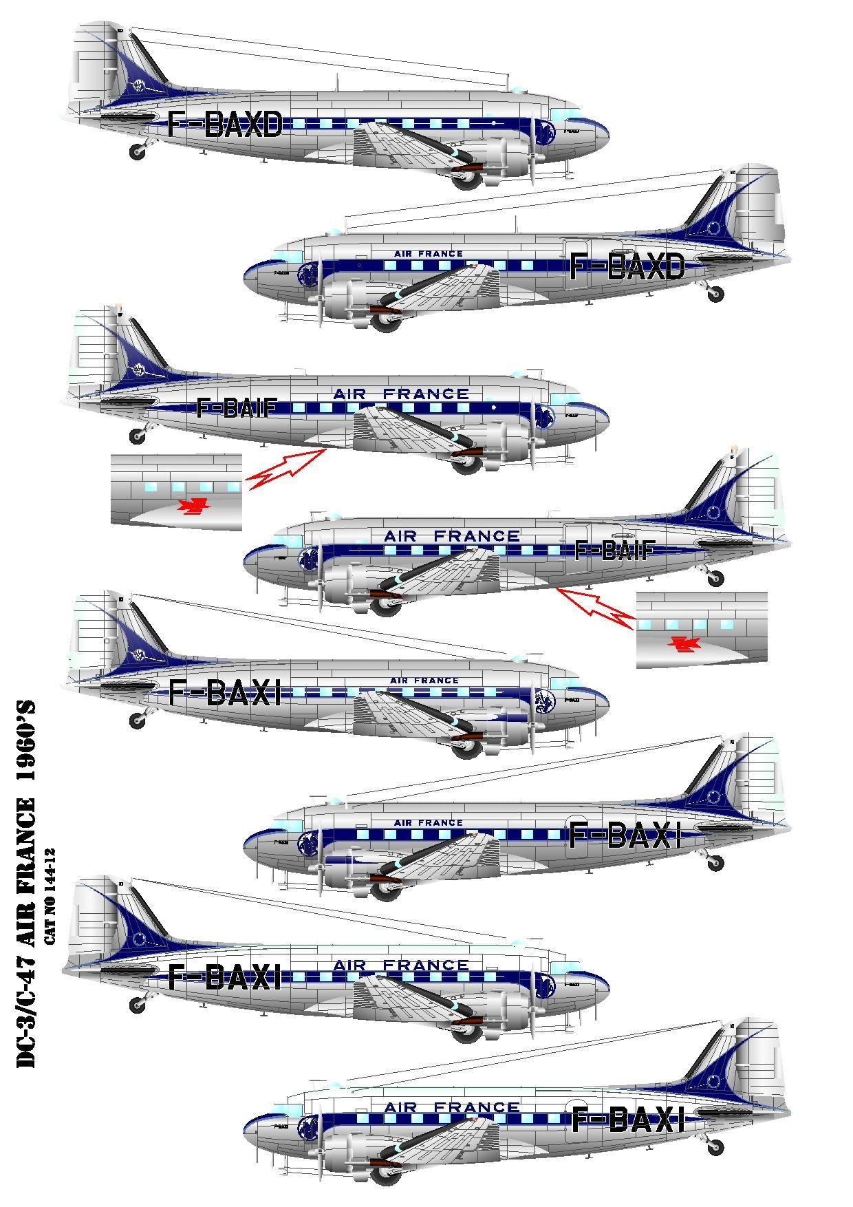 Lima Oscar Decals LD44012 1:144 Douglas DC-3 Air France