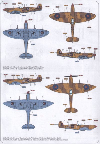 L Decals Studio LDS48003 1:48 Spitfire Mk.Vb, Mk.VII, Mk.VIII & Mk.IXe