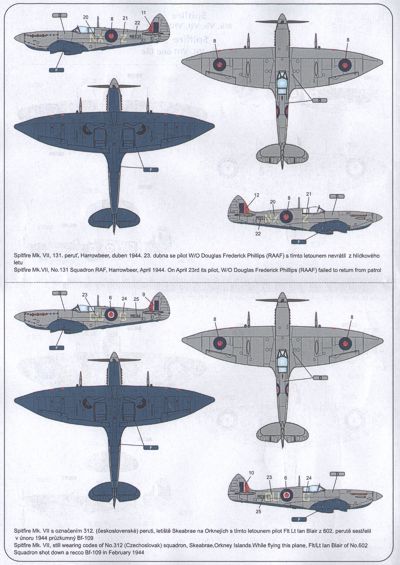 L Decals Studio LDS48003 1:48 Spitfire Mk.Vb, Mk.VII, Mk.VIII & Mk.IXe
