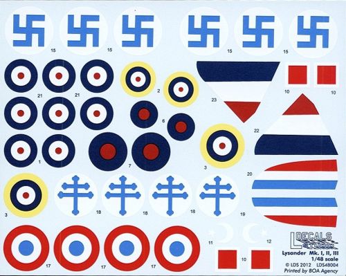 L Decals Studio LDS48004 1:48 Westland Lysander Mk.I, Mk.II and Mk.III