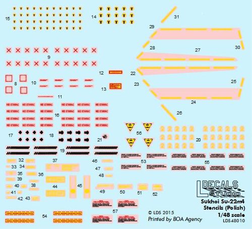 L Decals Studio LDS48010 1:48 Sukhoi Su-22M4 stencils