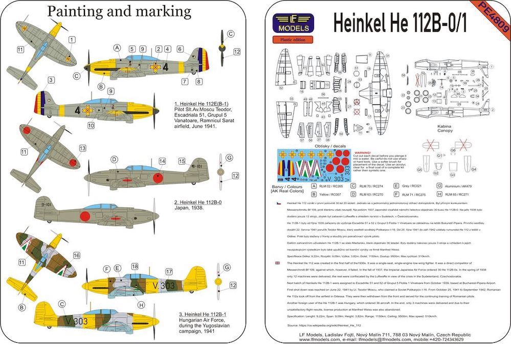LF Models LFPE4809 1:48 Heinkel He-112B-0/1 Axis Fighter