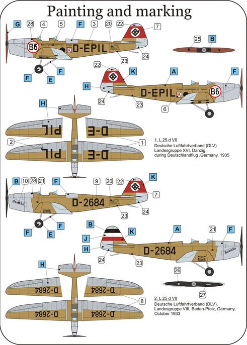 LF Models LFPE7269 L 25d VII Sports & Training Plane Model Kit 1:72