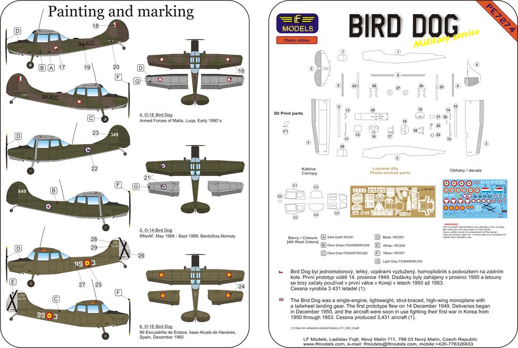 LF Models LFPE7274 1:72 Cessna Bird Dog in Military service