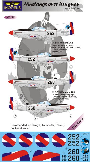 LF Models LFMC32113 1:32 North-American F-51D Mustangs over Uruguay [P-51D]