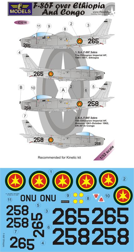 LF Models LFMC3216 F-86F Sabre Ethiopia & Congo Decals 1:32