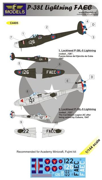 LF Models LFMC4405 1:144 Lockheed P-38L Lightning FAEC CUBA 1947
